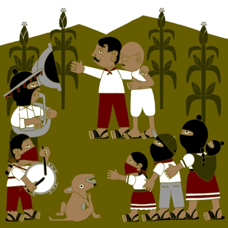 imagen para una serigrafia de Gandhi en Chiapas